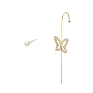 Piercing d'oreille coréen pour femme, bijou étanche sans vernis, avec perles en or véritable plaqué 14k, boucle d'oreille, crochet, boucle d'oreille, 2021