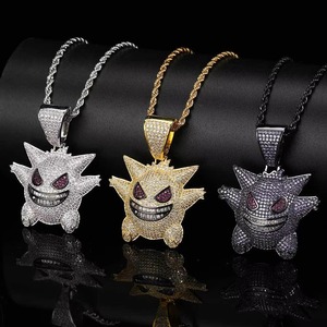 Colliers de luxe pour hommes, style rap et streetwear, avec pendentifs personnalisés en forme de figurine manga, sertis de diamants Moissanite VVS1, plaqué or 14K sur argent S925 - Product Image 5