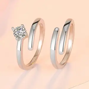 S925 Sterling Silver Couple Ring Opening Men's And Women's Ring Japanese And South Korea Simple Proposal Students