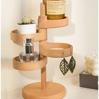 Rotatif Naturel Pin Bijoux Organisateur Boîte En Bois Présentoir Boucle D'oreille Présentoir Compteur Pour Anneaux Colliers Bracelets