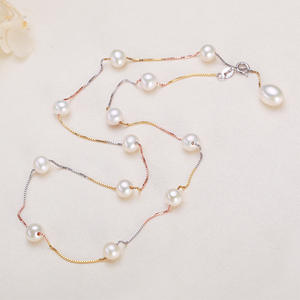 Collar de Perlas de Agua Dulce con Cielo Estrellado de Plata S925 Simple de Zhuji Mountain Lake Jewelry, Cadena de Clavícula al por Mayor con Cadena para el Cuello - Product Image 1