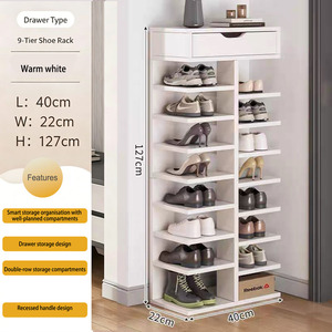 <span class=keywords><strong>Meuble</strong></span> de rangement à chaussures mural moderne en <span class=keywords><strong>bois</strong></span> massif multicouche à double rangée interne avec 6 étagères - Product Image 1
