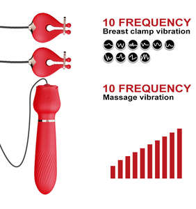 Hot Selling Rose Vibrator Brust klemme Mastur bator weibliche Massage stab für weibliche Brust klammer Massage gerät Erwachsenen Sex Produkte - Product Image 5