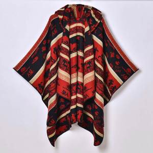 Chal Grueso de Jacquard para Mujer, Otoño Invierno, Nuevo, Cálido, con Capucha, Estilo Étnico - Product Image 1