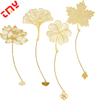 Marque-page en métal de veine de feuille inoxydable creuse de gravure créative personnalisée sur chaîne avec pendentif pour livre