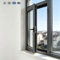 Fenêtre à battant en aluminium insonorisée et coupe-vent, double vitrage à gaz argon, verre trempé Low-E pour villa et appartement