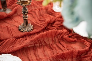 Manteles Individuales de Gasa Mexicana Color Borgoña Dorado al por Mayor, Manteles Individuales de Gasa de Color Terracota, Manteles Individuales de Chifón para el Hogar, 3 Pies x 10 Pies, 100% Poliéster - Product Image 5