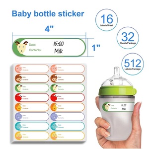 Etiquetas personalizadas para biberones con espacio para escribir, para almacenamiento de leche, etiquetas para recipientes de alimentos de cocina, diseño de dibujos animados, papel libre de BPA - Product Image 2