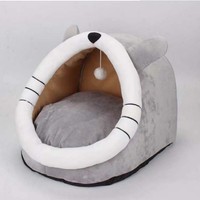 Nouvelle maison pour chat confortable quatre saisons, lit pour chien, villa pour chat d'été, nid pour chat semi-fermé, rose lapin