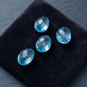 Topacio Azul Cielo Gopika Certificado por Terceros, Piedra Preciosa Azul Semipreciosa Natural de Corte Facetado Ovalado para Anillo o Colgante, 10x25mm - Product Image 1
