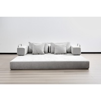 Canapé-lit Chesterfield carré moderne extensible en tissu gris, prix d'usine, confortable pour appartement, hôtel, villa