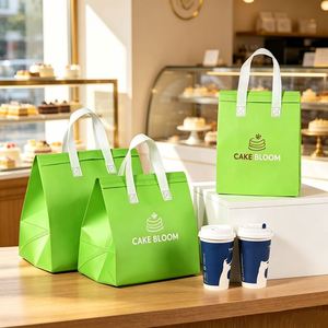 Custom Logo Non-Woven Insulated Thermal Cooler Bag with Letter Pattern Waterproof Eco-Friendly for Takeaway Lunch Food Delivery - Product Image 1
