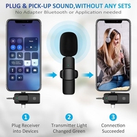 K15 mikrofon wawancara nirkabel, ponsel Lavalier Lapel 3 dalam 1 untuk iPhone / Android