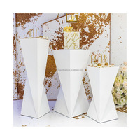 Ensemble de 3 piédestaux or rond métal mariage toile de fond support colonnes cylindres bébé douche fête métal dessert table pilier