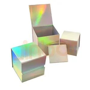 工厂样品标志全息蜡烛盒定制豪华可折叠礼品盒4X4X4男士生日套装篮子