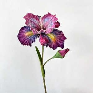Fleur artificielle <span class=keywords><strong>Iris</strong></span> Alice à double tête, tige courte de 45 cm, en EVA, toucher naturel, couleur peinture à l'huile, pour décoration intérieure - Product Image 2