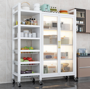 Organizador <span class=keywords><strong>de</strong></span> Cocina <span class=keywords><strong>de</strong></span> 3/4 Niveles, Mueble <span class=keywords><strong>de</strong></span> <span class=keywords><strong>Almacenamiento</strong></span> con Puertas, Soporte para Horno Microondas, <span class=keywords><strong>Estante</strong></span> <span class=keywords><strong>Giratorio</strong></span> con Cestas y Estantes - Product Image 3