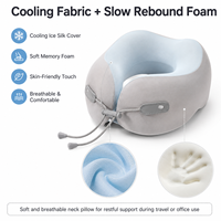 Oreiller ergonomique en U unisexe pour le cou, protection avancée, mousse à mémoire de forme haute densité, housse en soie glacée pour les voyages en avion/le bureau - Personnalisable