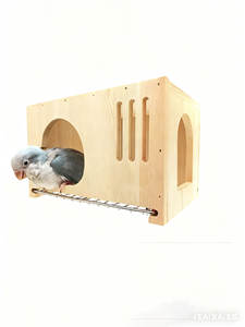 Çıkarılabilir örgü ile katı ahşap kuş yuvası-küçük papağanlar için kolay temiz havalandırılmış tasarım - Product Image 5