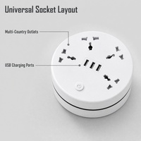 Multiprise pliable anti-choc électrique avec 3 prises et 4 ports USB-A, compatible EU/UK, vente en gros usine