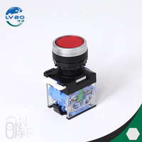 Interrupteur à double bouton carré Série LA 380V/220V 10A 2NO 1NC LED IP53, interrupteur à bouton en plastique à tête champignon