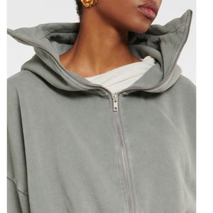 Sudadera con capucha extragrande con cremallera y logo personalizado, estilo distressed, 100% algodón, streetwear, lavado ácido, hombros caídos, Y2K - Product Image 6