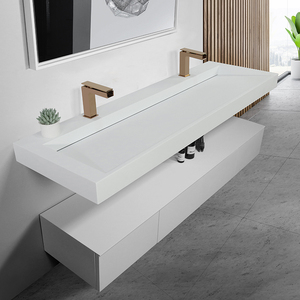 Lavabo avec meuble au design artistique, lavabo personnalisé unique avec unité de lavabo intégrée, fabricants de lavabos en surface solide - Product Image 5