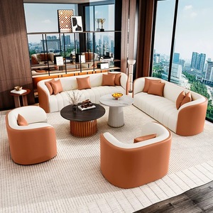 Sofá Modular de Cuero Personalizable con Asientos Profundos, Juego de Sofás para Sala de Estar en Varios Colores 1+<span class=keywords><strong>2</strong></span>+<span class=keywords><strong>3</strong></span>+4 para Apartamento, Hotel, Villa - Product Image 5