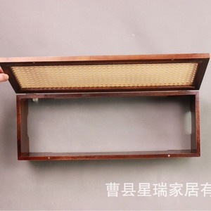 Boîte de rangement pour routeur en rotin de style rétro japonais, étagère murale en bois massif pour WiFi, boîte de rangement pour dissimuler les prises. - Product Image 4