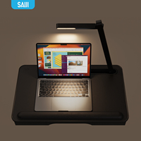 Table de bureau portable ergonomique XGear avec surface en cuir, grand espace et lampe LED