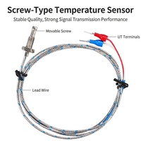 Sensor de Temperatura Termopar Tipo K con Tornillo M6, Rosca Métrica de 1 mm / UNC de 1.25 mm, Cable Trenzado de Acero Inoxidable con Terminal en U