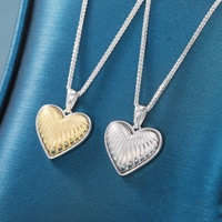 Collar con colgante de corazón de plata de ley 925 SPJ, listo para enviar, chapado en oro de 18 quilates, minimalista, de lujo, regalo de San Valentín, cadena para clavícula