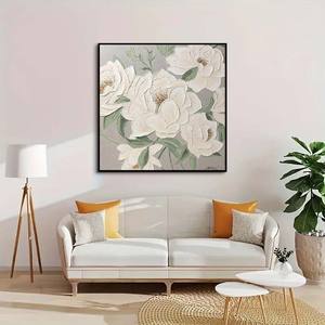 Cuadro Moderno <span class=keywords><strong>de</strong></span> Flores Blancas Pintado a Mano al Óleo sobre Lienzo, Tamaño Personalizable, Decoración para Sala <span class=keywords><strong>de</strong></span> Estar y Hogar, Pinturas <span class=keywords><strong>de</strong></span> Flores, Regalos - Product Image 5