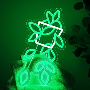 Green Planter Letreros Neon LED indoor hanging ambient light shop <b>sign</b> wall decoration light entrance indicator light 5V 12V - Product Image 6
