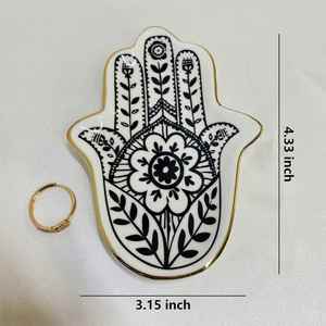 Hot Design Ceramic Trinket Hamsa <b>Ring</b> Dish Holder Small Jewelry Tray Decorative <b>Plate</b> - Product Image 5