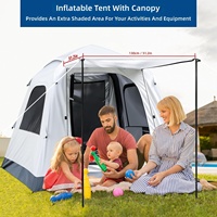 Tente de camping gonflable rapide 3-4 personnes, glamping, extérieur, gonflage facile, bâche imperméable, quatre saisons, Oxford enduit argenté