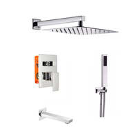 Ensemble de douche thermostatique en laiton brossé à 3 trous, monocommande, moderne, mural, pour salle de bain d'hôtel, avec robinet de pulvérisation pluie, directement de l'usine