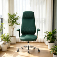 Chaise de bureau exécutive moderne en cuir véritable avec design ergonomique, fonction pivotante, pieds en alliage d'aluminium