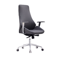 Chaise de bureau exécutive ergonomique en cuir souple de qualité supérieure, fonction inclinable réglable, base en métal robuste pour la maison et le commerce