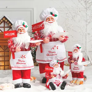 المطبخ الأحمر عيد الميلاد الوقوف سانتا كلوز عيد الميلاد تمثال أفخم سانتا كلوز دمية واقفة سانتا كلوز