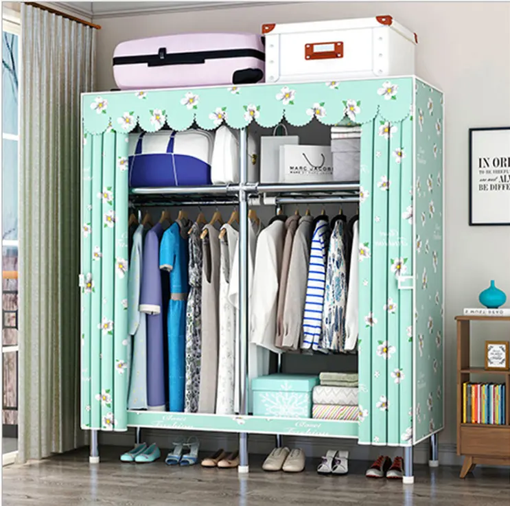 Clothes Storage Organiser Portable,A HUJUNG Canvas Wardrobe with Shelving And Hanging Rail Bedroom Furniture Home