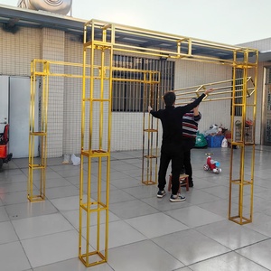 حامل خلفية أنيق للزفاف في الهواء الطلق S0325، قوس معدني ذهبي للديكور، مظلة وقوس للمناسبات - Product Image 6