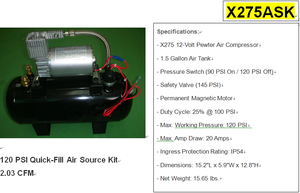 X275ASK carteeair-हार्ड माउंट एयर कंप्रेसर हवा निलंबन कंप्रेसर 12 वोल्ट कारों और मोटरसाइकिलों के सभी प्रकार के लिए - Product Image 6