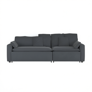 Modular Living Room <b>Sofa</b> Dark Grey Fabric Three Seat Sectional Modern Design Cushion Back Padded Arms Plastic <b>Legs</b> - Product Image 1