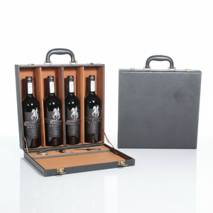 Coffret de 4 mini-vinots de luxe avec boîte cadeau <span class=keywords><strong>en</strong></span> papier recyclable pelliculé mat et cordon pour bouteilles de vin rouge - Product Image 1