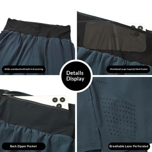 <span class=keywords><strong>Mallas</strong></span> Deportivas de Secado Rápido Dos en Uno para <span class=keywords><strong>Hombre</strong></span>, para Maratón, <span class=keywords><strong>Atletismo</strong></span> y Gimnasio, 100% Nailon, Diseño 3D, Cierre con Cordón, para Otoño - Product Image 2