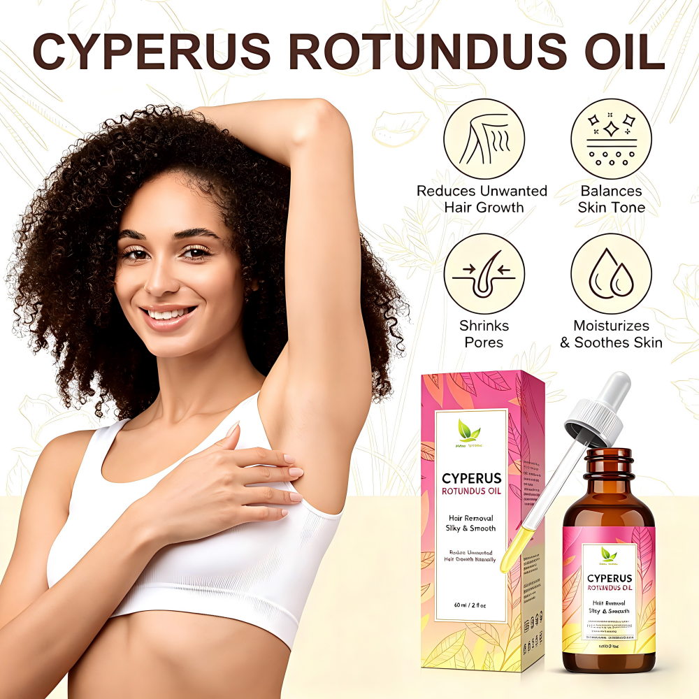 Private Label Cyperus Rotundus Oil Natural Hair Removal Moisturizing Soothing Reducing Body Hair Growth For All Skin Types 60ml