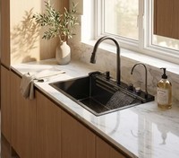 Évier de cuisine encastré intelligent 304 en acier inoxydable nano nid d'abeille à cascade, pour maison moderne et hôtel, garantie 5 ans, OEM ODM