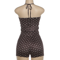 Nouvel ensemble d'été 2 pièces pour femme : haut dos nu tendance et short taille basse à pois – Ensemble décontracté deux pièces