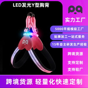 Harnais LED pour chien Slim Pet, laisse en forme de Y, sangle de poitrine réfléchissante pour animaux de compagnie avec fonction lumineuse - Product Image 2